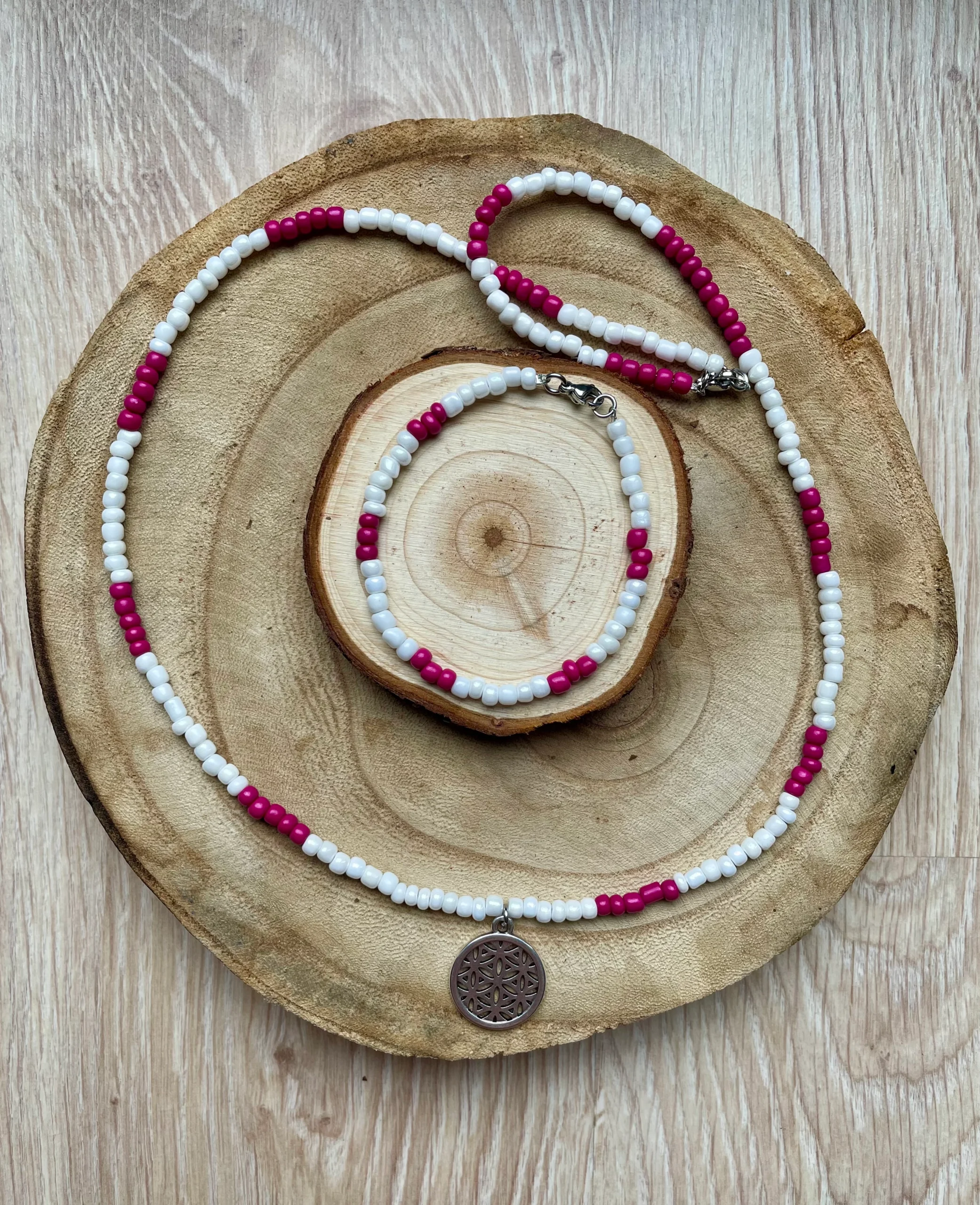 Glass Beads Flower of Life Charm