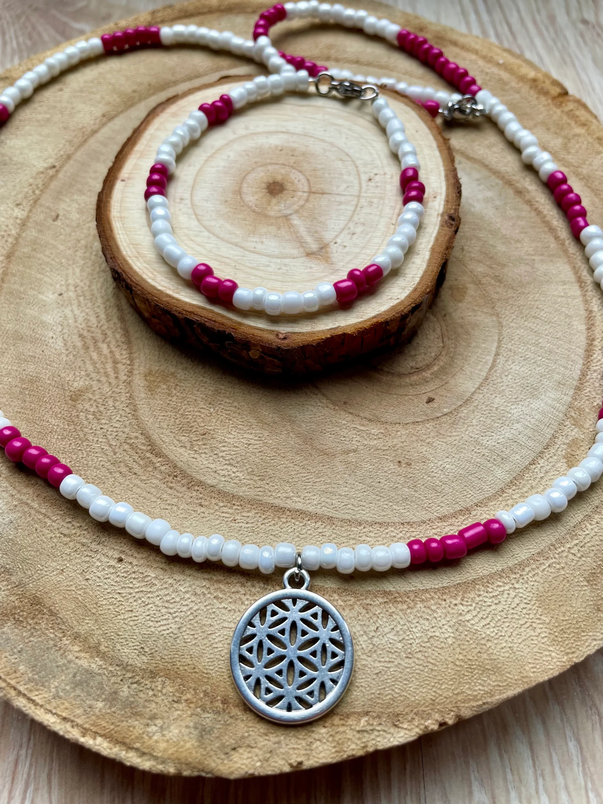 Glass Beads Flower of Life Charm